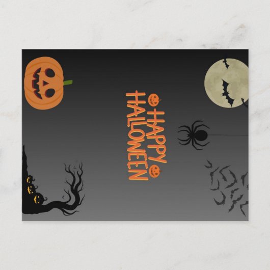 Carte Postale Joyeux Halloween Noir (Devant)