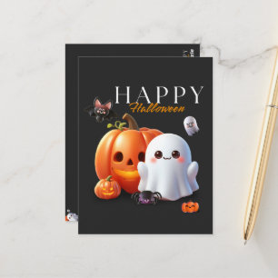 Carte Postale Joyeux Halloween noir et orange