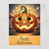 Carte Postale Joyeux Halloween octobre Citrouille orange (Devant)