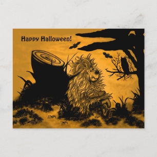 Carte Postale Joyeux Halloween par Fidel la petite forêt Goblin