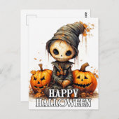 Carte Postale Joyeux Halloween | Parent Citrouille mignon (Devant / Derrière)