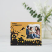 Carte Postale Joyeux Halloween sorcière noire photo (Debout devant)