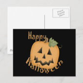 Carte Postale Joyeux Halloween souriant Jack O'Lantern (Devant / Derrière)