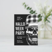 Carte Postale Joyeux Halloween | Squelette de l'Hipster du Parti (Debout devant)