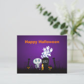 Carte Postale Joyeux Halloween Squelette Et Fantômes (Debout devant)