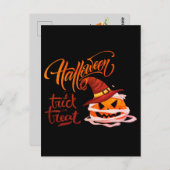 Carte Postale Joyeux Halloween Trick ou Citrouille de traitement (Devant / Derrière)