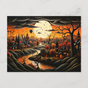 Carte Postale Joyeux Halloween   Village Éffrayant