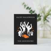 Carte Postale Joyeux Halloween Zombies Squelettes Araignée Perso (Debout devant)