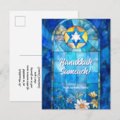 Carte Postale Joyeux Hanoucca, vitrail (Devant / Derrière)