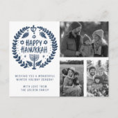 Carte Postale Joyeux Hanoukka CUSTOM 3 PHOTOS FÊTE À LA Main (Devant)