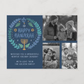 Carte Postale Joyeux Hanoukka CUSTOM 3 PHOTOS FÊTE À LA Main (Devant)