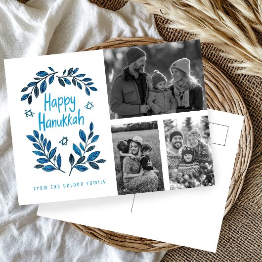 Carte Postale Joyeux Hanoukka CUSTOM 3 PHOTOS Holiday