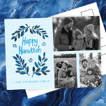 Carte Postale Joyeux Hanoukka CUSTOM 3 PHOTOS Holiday<br><div class="desc">J'espère que vous aimez ce design de vacances. Ajoutez vos propres photos et texte au recto en cliquant sur "Personnaliser ce modèle". Assurez-vous d'organiser vos photos sous le "groupe" qui crée la bordure blanche. Tout est réglable. Ajoutez également du texte à l'arrière et modifiez les couleurs arrière - plans. Consultez...</div>