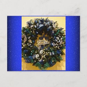 Carte Postale Joyeux Hanoukka Wreath Juive Gay Salutation