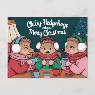 Carte Postale Joyeux hérisson de Noël mignon