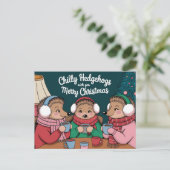 Carte Postale Joyeux hérisson de Noël mignon (Debout devant)