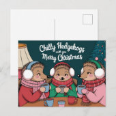 Carte Postale Joyeux hérisson de Noël mignon (Devant / Derrière)