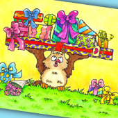 Carte Postale Joyeux hibou d'anniversaire