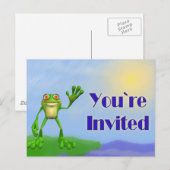 Carte Postale Joyeux Invitation de grenouille (Devant / Derrière)