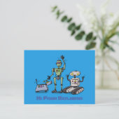 Carte Postale Joyeux joli robot trio dessin sur arrière - plan b (Debout devant)