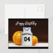 Carte Postale Joyeux Joueur de basket-ball d'anniversaire de bas (Devant / Derrière)