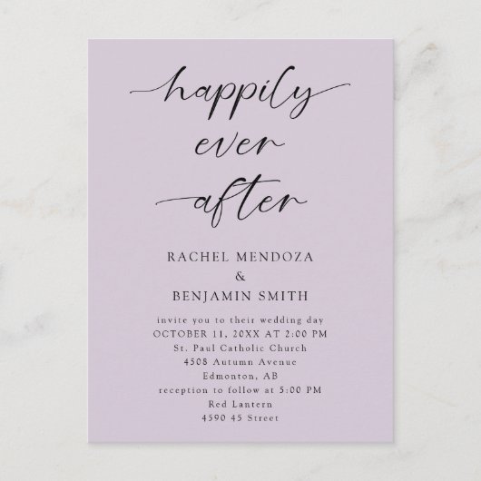 Carte Postale Joyeux Jour Après Mariage Script Purple Élégant (Devant)