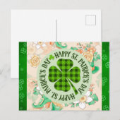 Carte Postale Joyeux Jour de la Saint Patrick Floral Shamrock ve (Devant / Derrière)