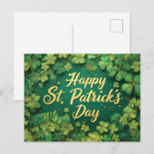 Carte Postale Joyeux jour de la Saint-Patrick, motif de trèfle (Devant / Derrière)