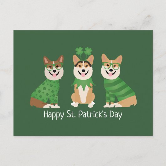 Carte Postale Joyeux Jour de la Saint Patrick Pembroke Welsh Cor (Devant)