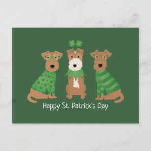 Carte Postale Joyeux Jour de la Saint Patrick Welsh Wire Fox Ter