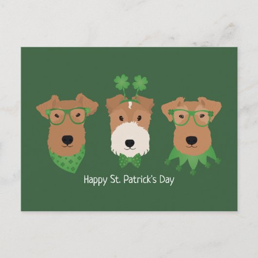 Carte Postale Joyeux Jour de la Saint Patrick Welsh Wire Fox Ter (Devant)