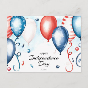 Carte Postale Joyeux Jour de l'Indépendance Juillet 4 Ballons