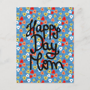 Carte Postale Joyeux Jour Maman Fleurs florales colorées Fête de