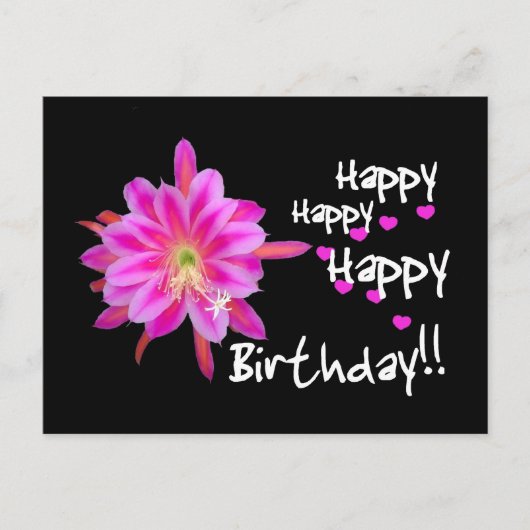 Carte Postale Joyeux Joyeux Anniversaire - Fleur Tropicale Rose (Devant)