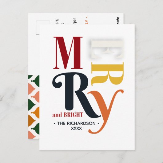 Carte Postale Joyeux Joyeux et Vintage brillant rétro (Devant / Derrière)