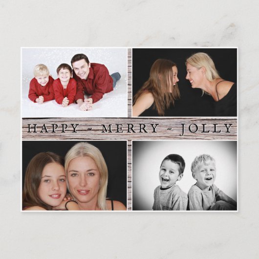Carte Postale Joyeux Joyeux Jolly Rustic Family 4 Photo Collage (Devant)