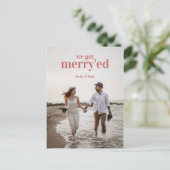 Carte Postale Joyeux Joyeux Nous Nous Marié Elopé Pun Faire-part (Debout devant)