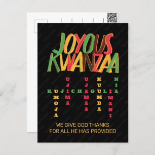 Carte Postale Joyeux KWANZAA Principes mot-clé