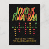 Carte Postale Joyeux KWANZAA Principes mot-clé (Devant)
