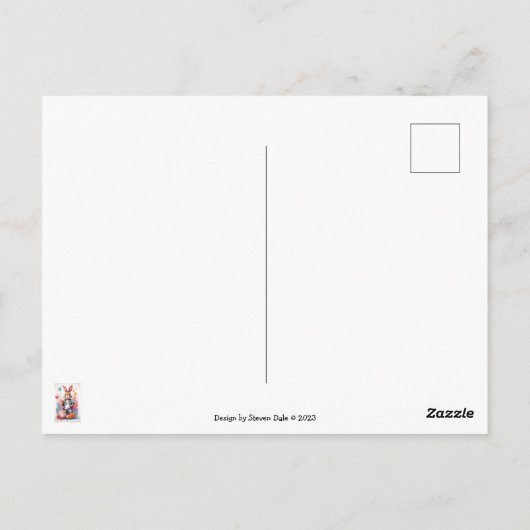 Carte Postale Joyeux lapin au gâteau | (Dos)