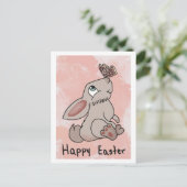 Carte Postale Joyeux lapin de Pâques avec papillon (Debout devant)