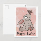 Carte Postale Joyeux lapin de Pâques avec papillon (Devant / Derrière)