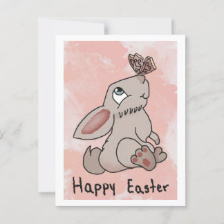 Carte Postale Joyeux lapin de Pâques avec papillon