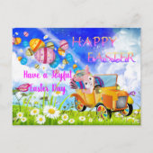 Carte Postale Joyeux Lapin Joyeux Livrant Des Oeufs De Pâques Co (Devant)