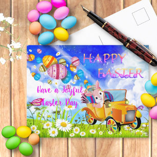 Carte Postale Joyeux Lapin Joyeux Livrant Des Oeufs De Pâques Co