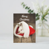 Carte Postale Joyeux lapin mignon de Noël à Santa Hat (Debout devant)
