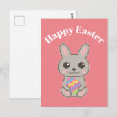 Carte Postale Joyeux lapin mignon de Pâques (Devant / Derrière)