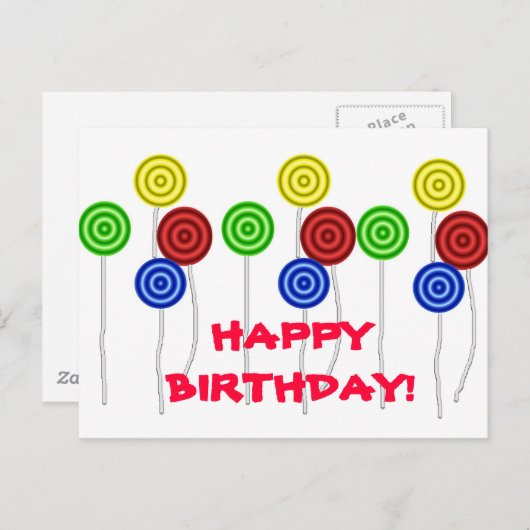 Carte Postale Joyeux lollipops d'anniversaire (Devant / Derrière)