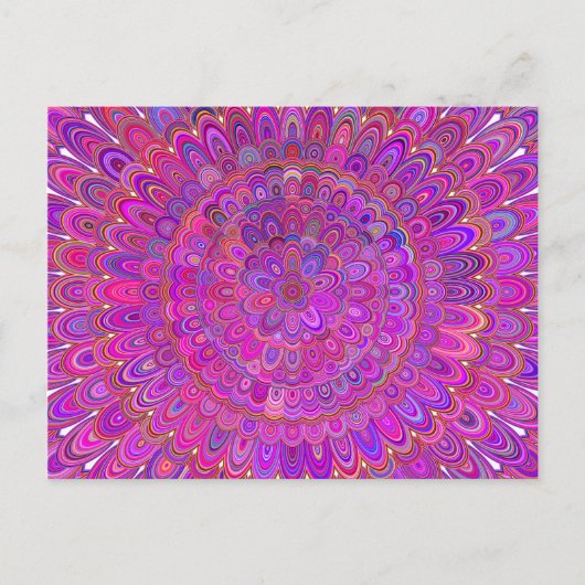 Carte Postale Joyeux Mandala violet et rose (Devant)