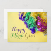 Carte Postale Joyeux Mardi Gras Beads Masque (Devant / Derrière)